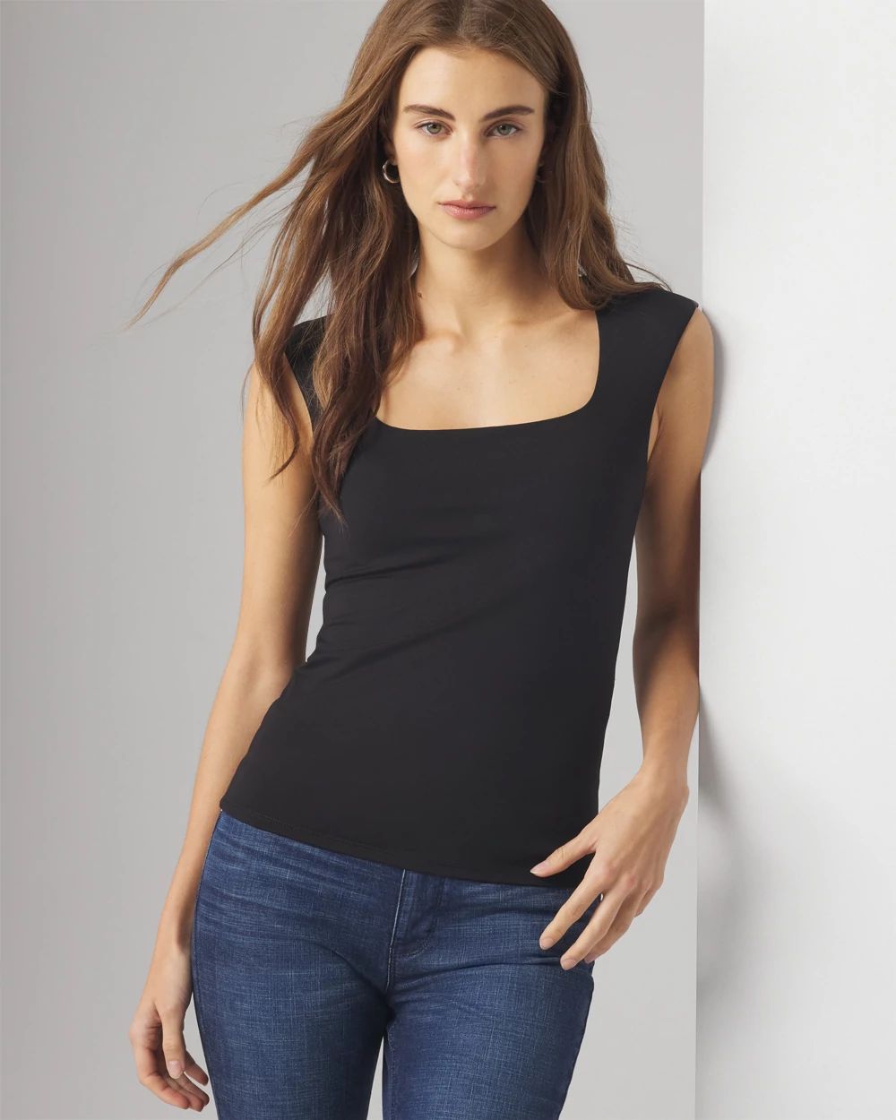 洋書 IN PERFECT SHAPE WHBMFORME™ Square Neck Cap Sleeve Top | White House Black Market